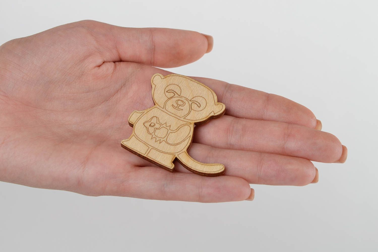 Handmade Holz Rohling Miniatur Figur  Figur zum Bemalen kleiner süßer Affe foto 2