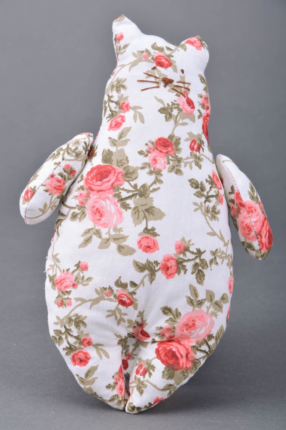 Beautiful handmade floral fabric soft toy Fat Cat for children and interior photo 2