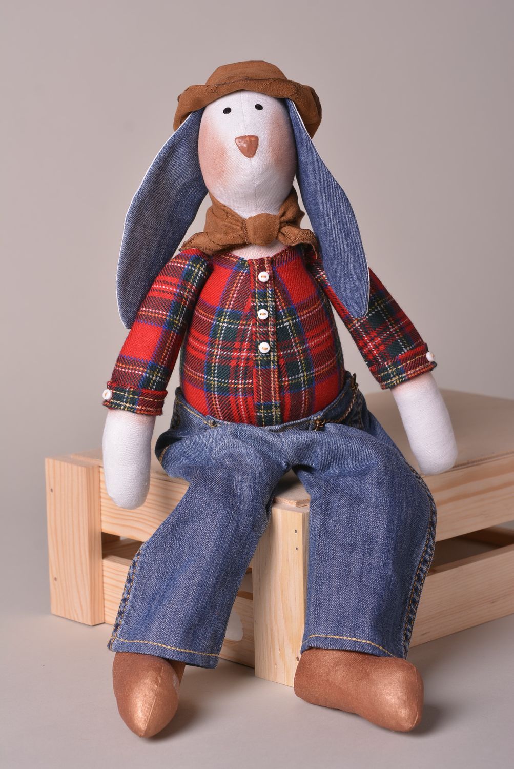 Игрушка заяц ручной работы авторская игрушка для дома и детей стильный подарок фото 2