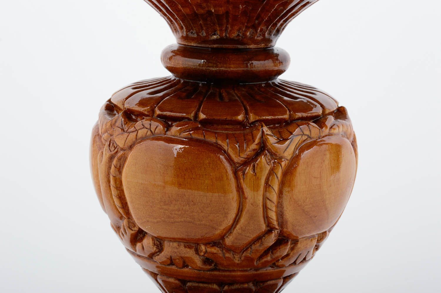 13 inches tall, 10 inches wide wooden hand-carved vase for table décor 3 lb photo 4