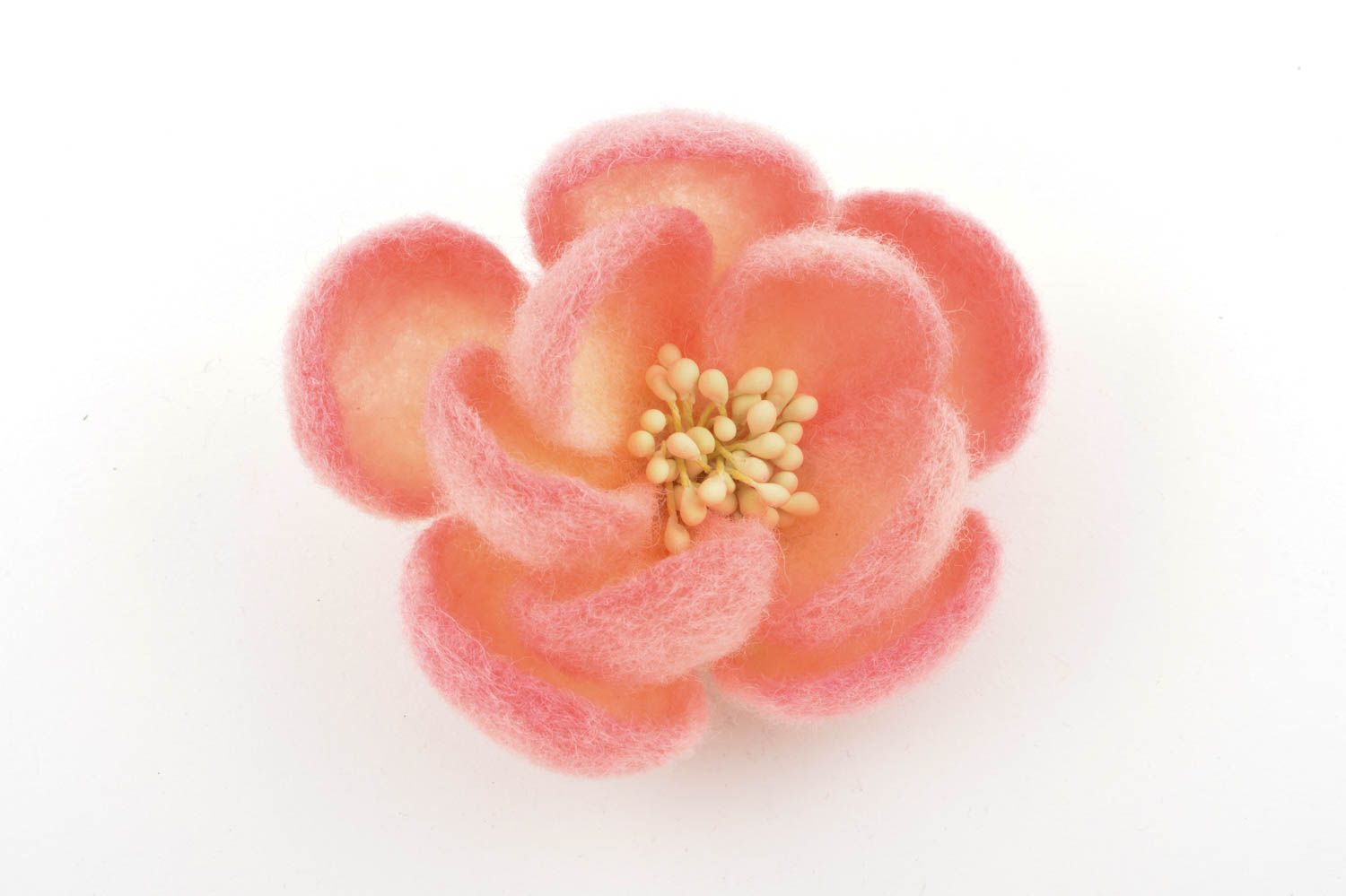 Брошь заколка ручной работы брошь из шерсти валяная брошь цветок розовая фото 2