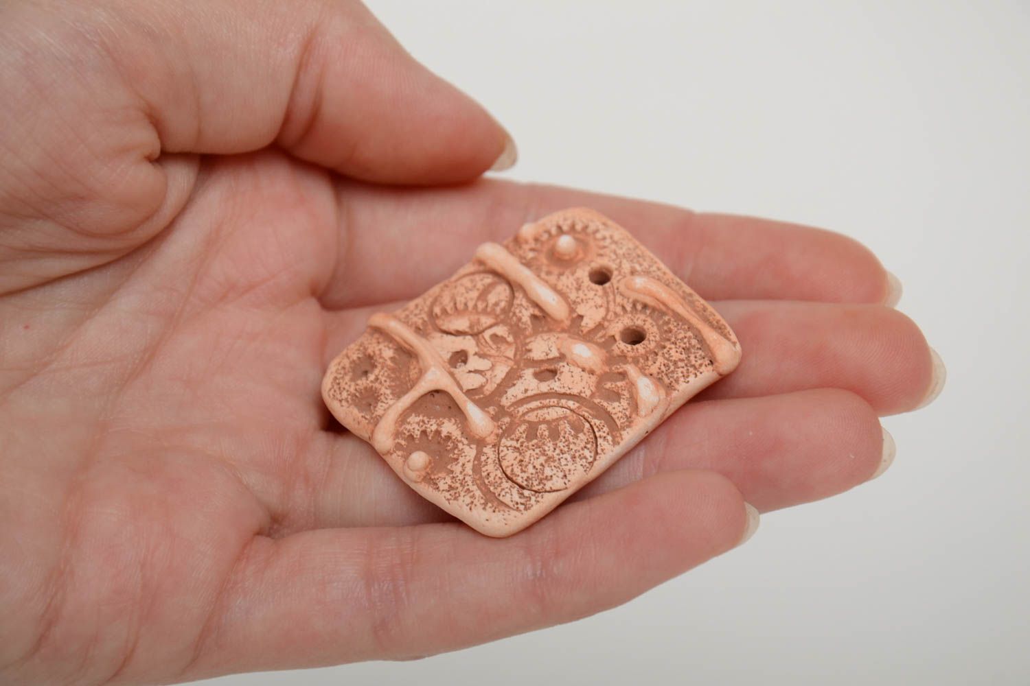 Handmade designer DIY clay blank for pendant making square  photo 5