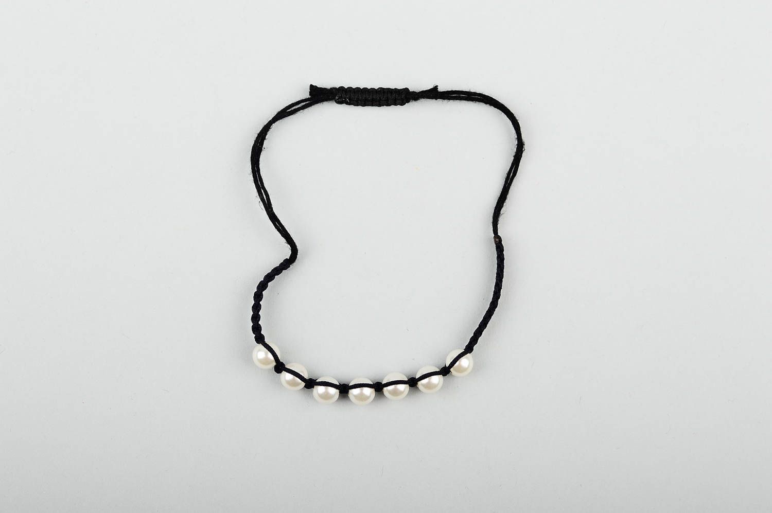Handmade black elegant bracelet textile woven bracelet fashion accessory photo 1