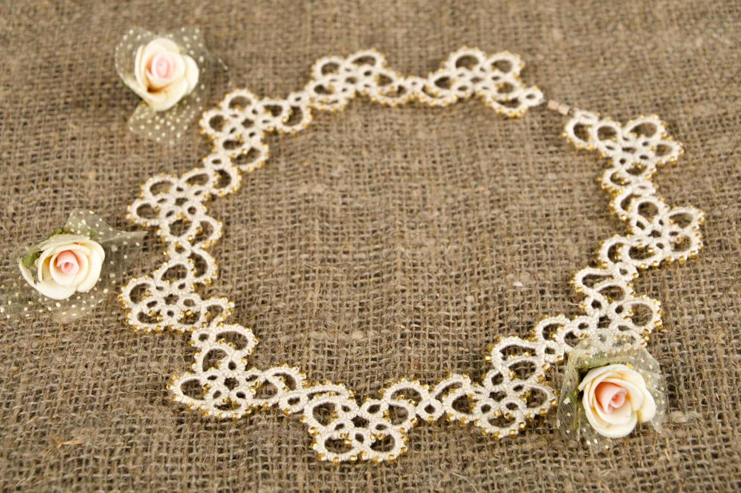 Gentle handmade woven necklace textile necklace tatting ideas gifts for her photo 5