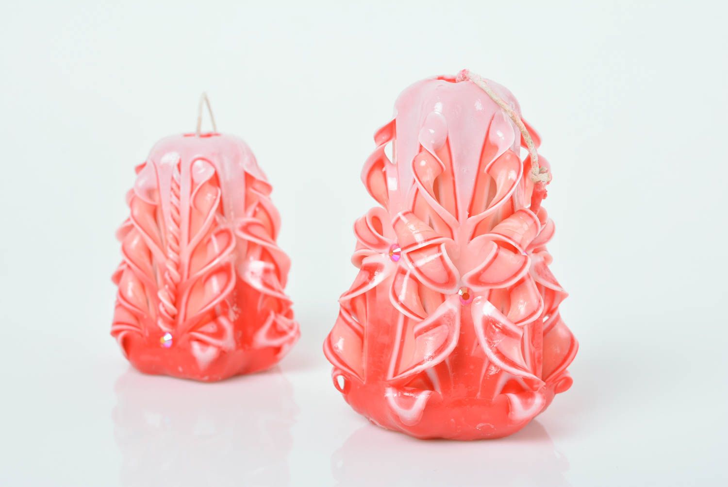 Unusual pink handmade designer beautiful paraffin candle  photo 5