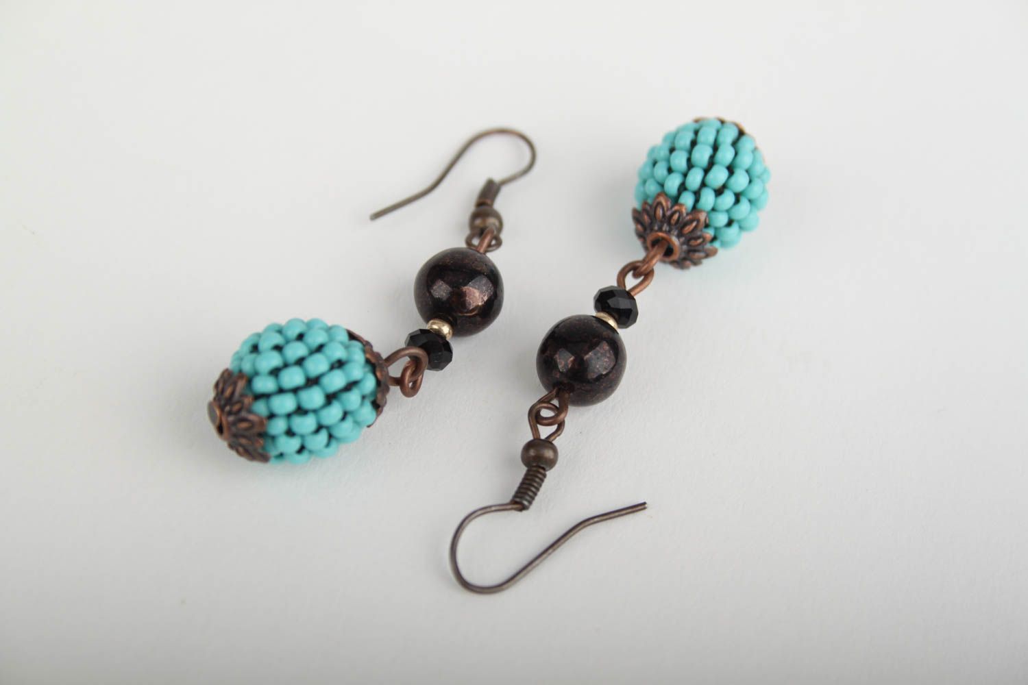 Handmade beaded earrings exclusive earrings with charms designer bijouterie photo 5
