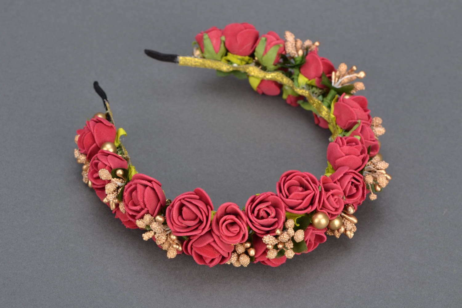 Headband with foamiran roses photo 1