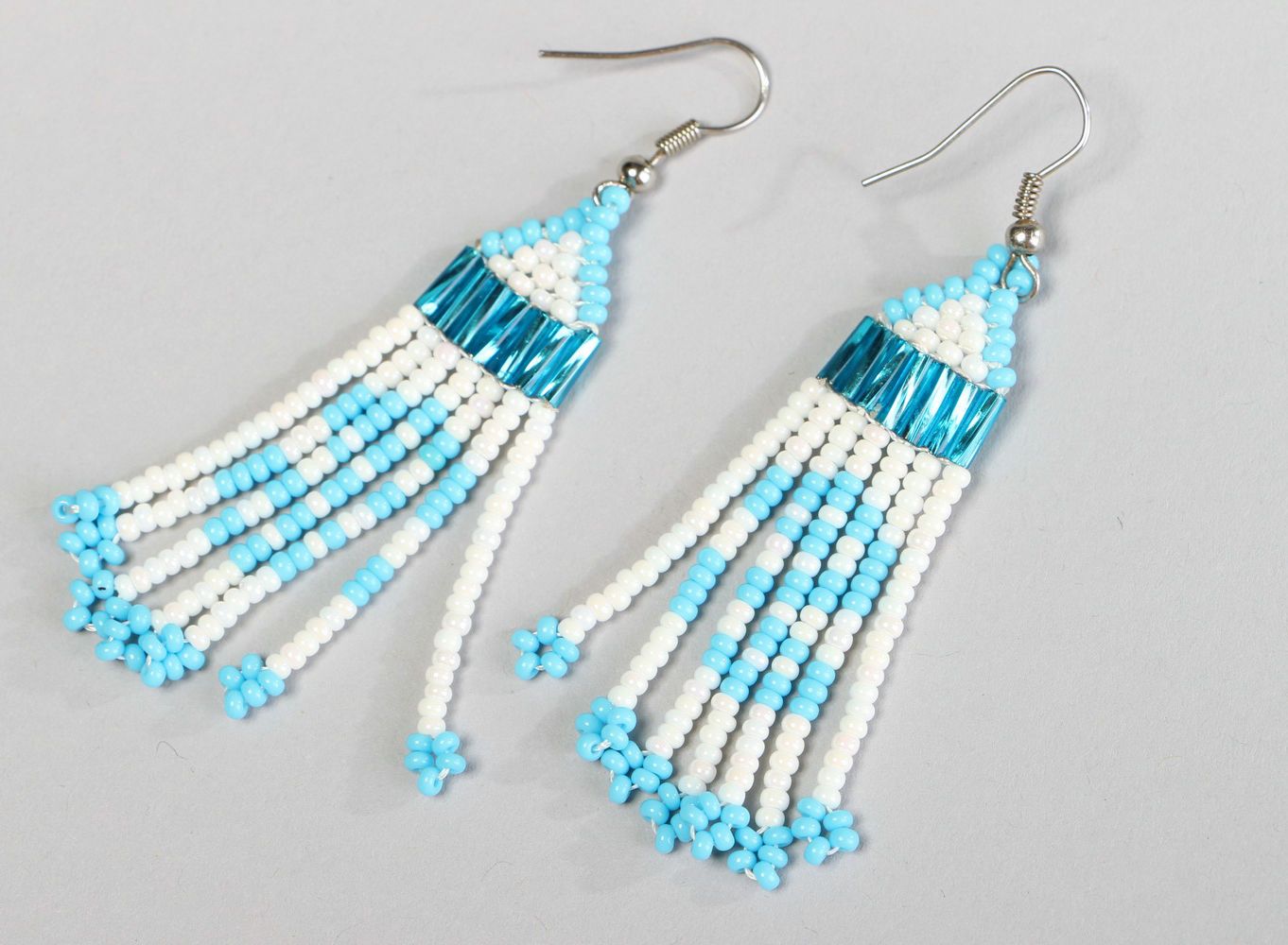 Long earrings made of beads The element of water photo 1