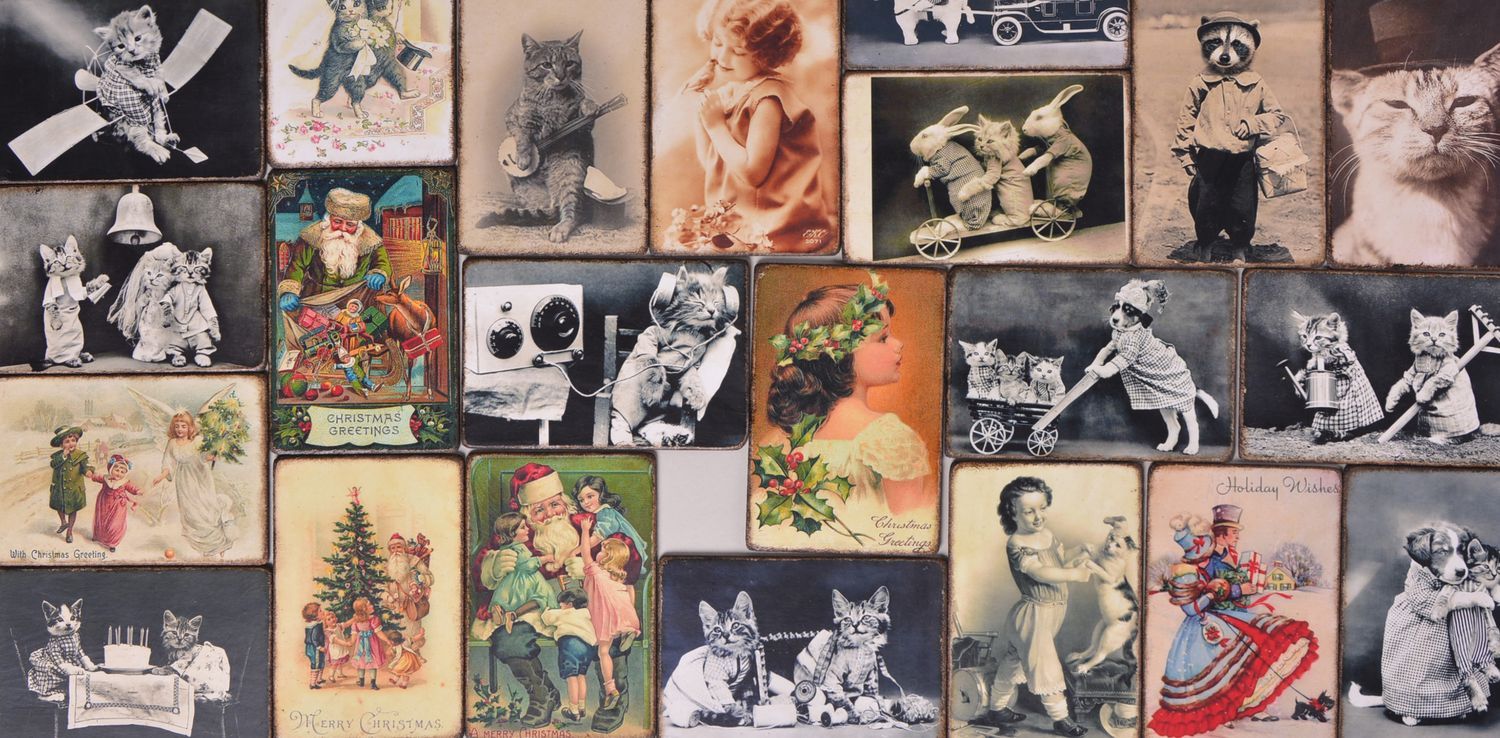 Handmade schöne Grusskarte Postkarten Holz Grußkarten Designer Katzen zart toll foto 5