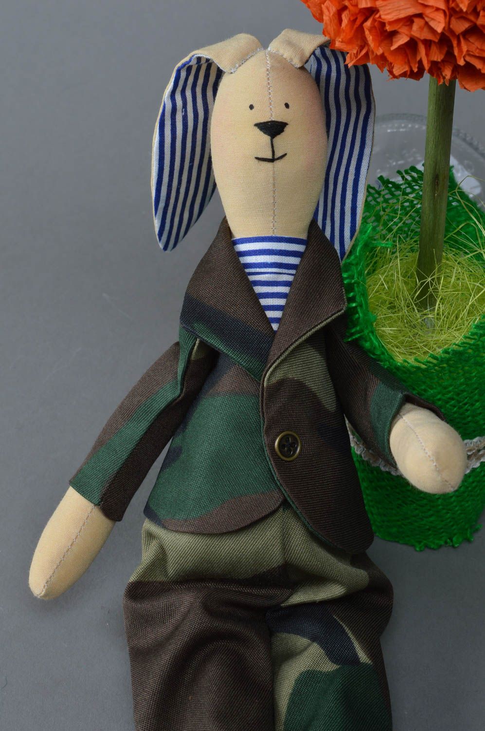Handmade Stoff Kuscheltier Hase Designer Spielzeug für Interieur und Kinder foto 3