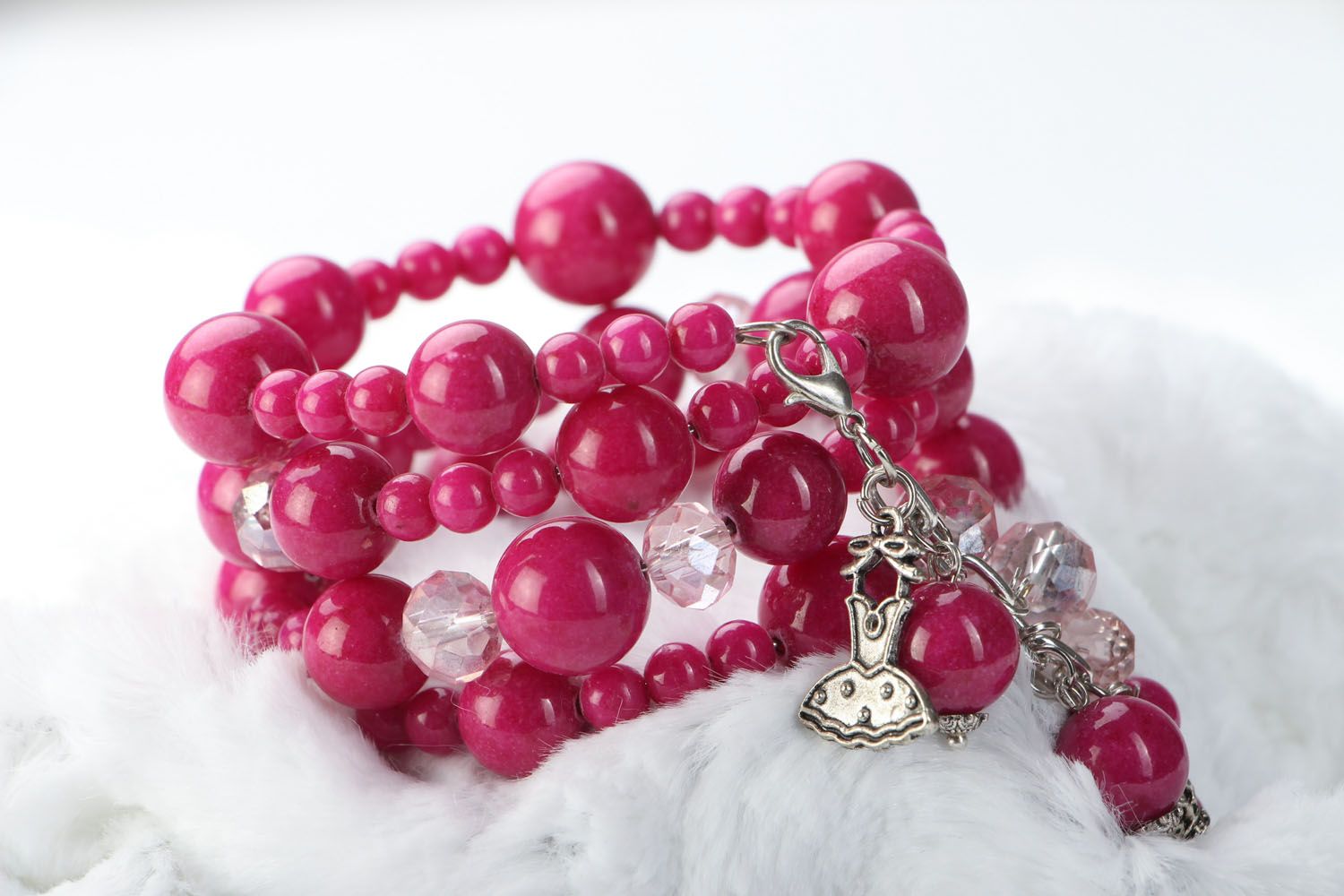 Handmade bracelet with agate and crystal photo 2