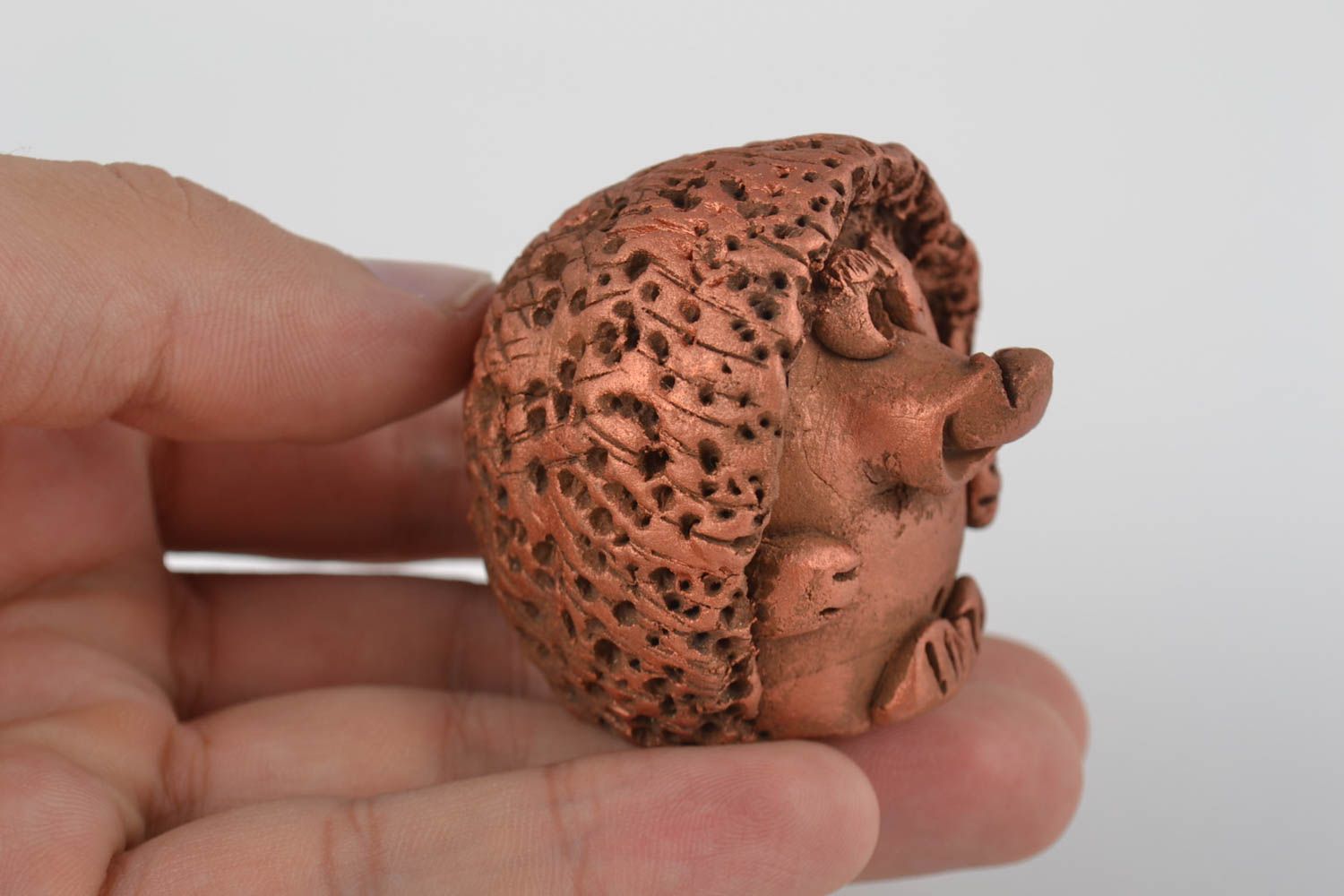 Beautiful handmade designer painted clay statuette of hedgehog photo 2