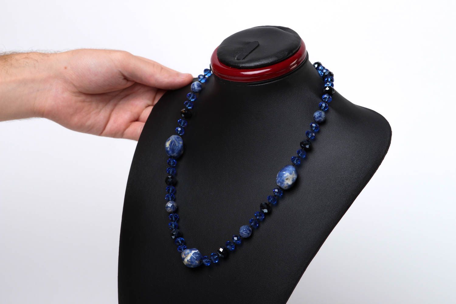 Collier pierres naturelles Bijou fait main de tons bleus Accessoire femme photo 5