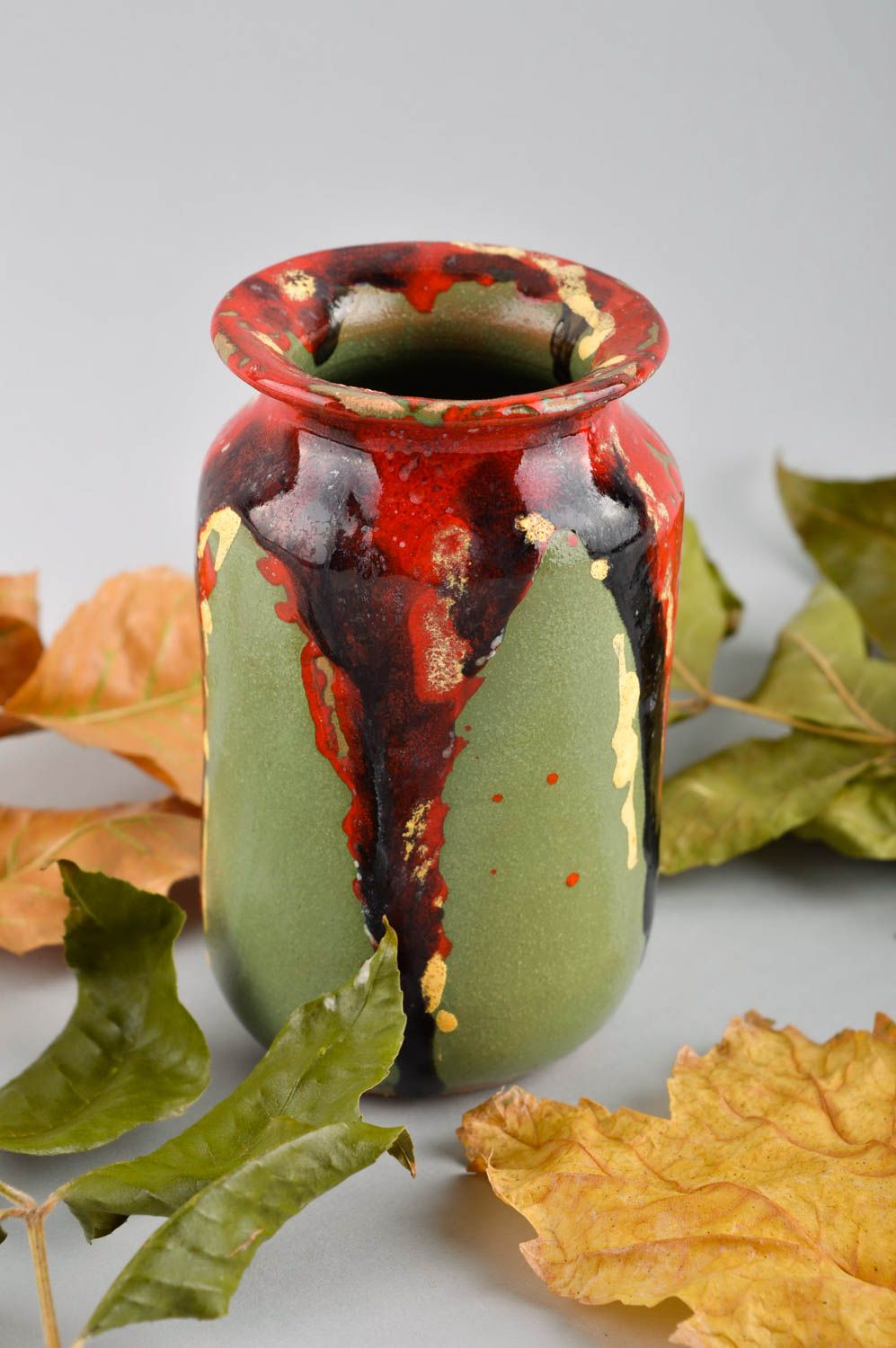 5 inches ceramic olive color vase for décor 0,64 lb photo 1