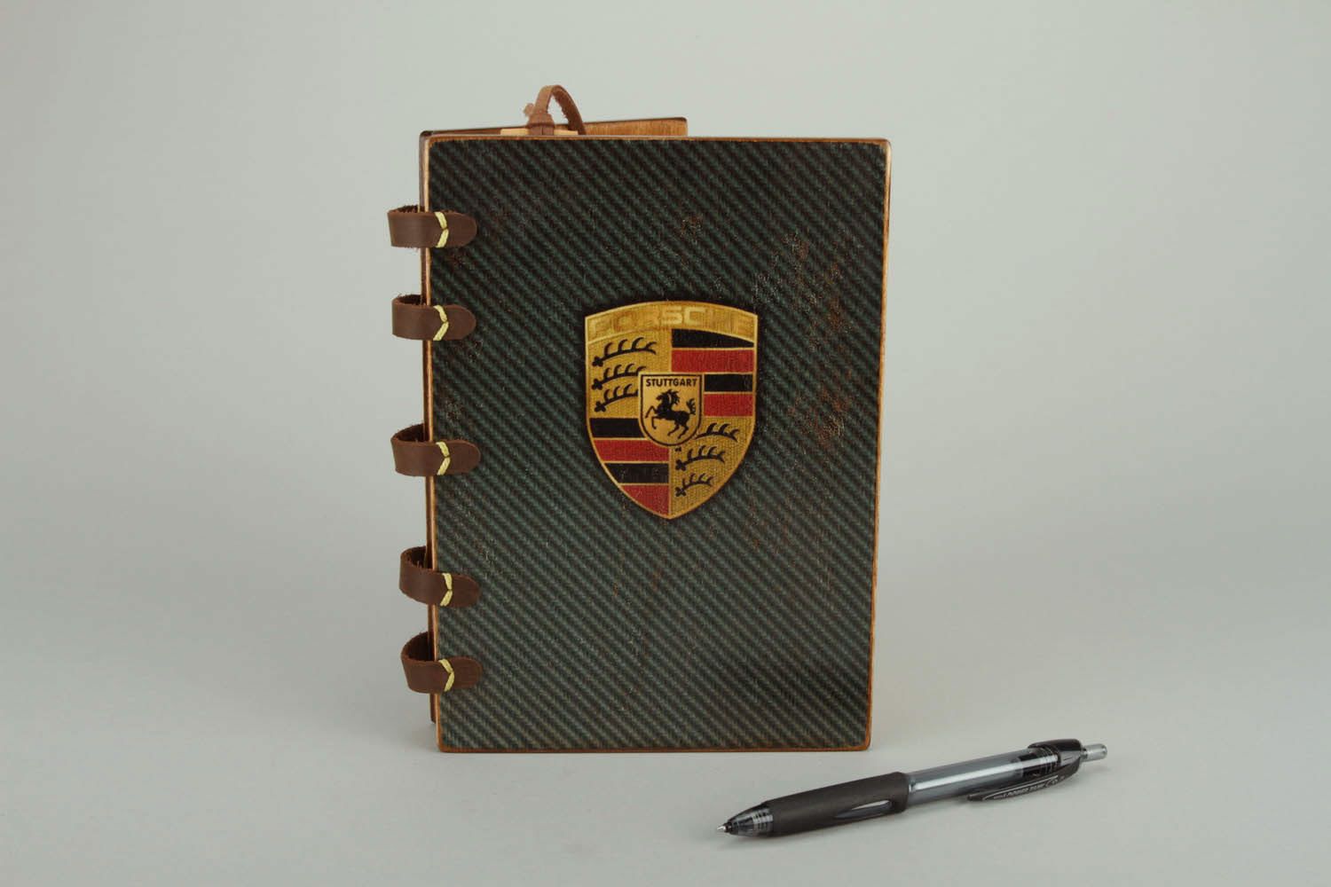 Notizbuch aus Holz und Leder foto 5