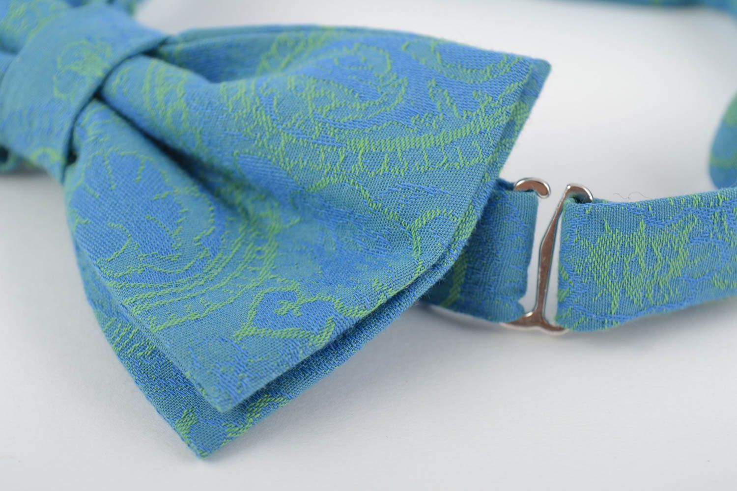 Beautiful homemade unusual textile bow tie of festive design photo 2