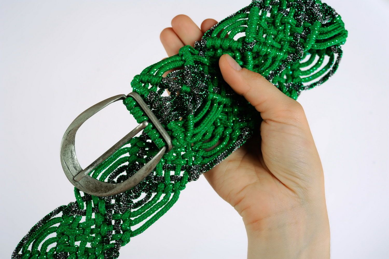 Bracelet et ceinture pour femme verts faits main photo 4