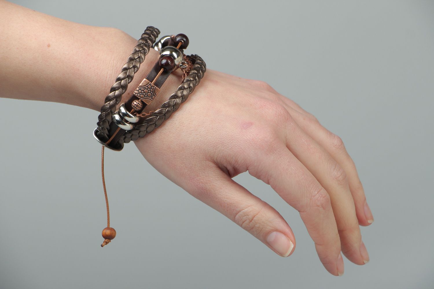 Handmade genuine leather bracelet Viper photo 3