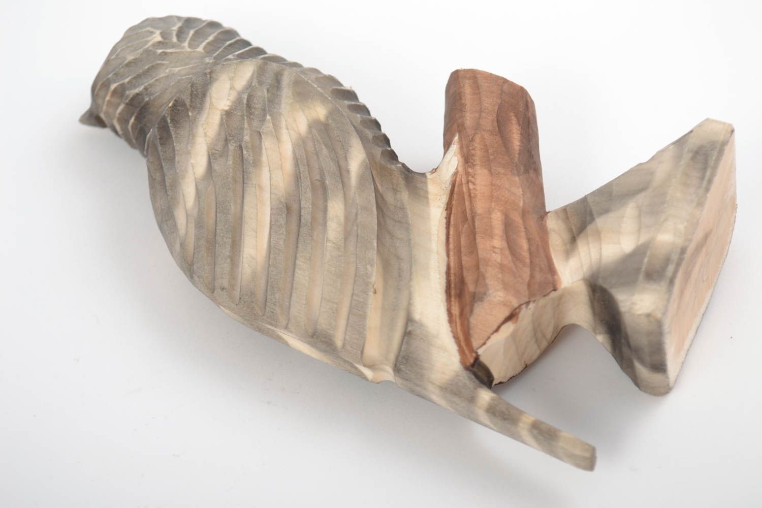 Figura de madera artesanal con forma de lechuza tallada bonita foto 4