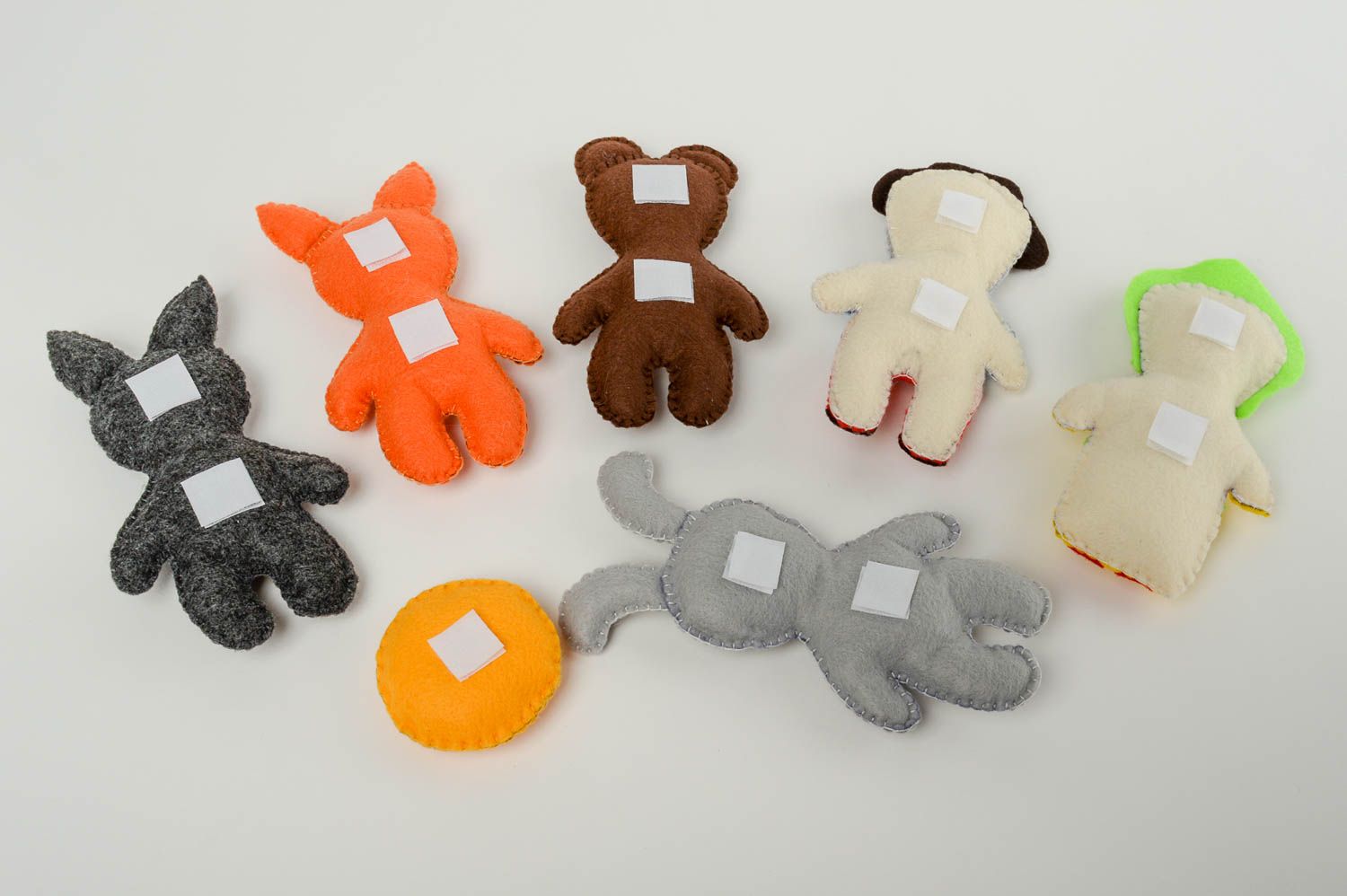 Stoff Tiere handmade Kuscheltier Set grell Kinder Spielsachen Künstler schön foto 4