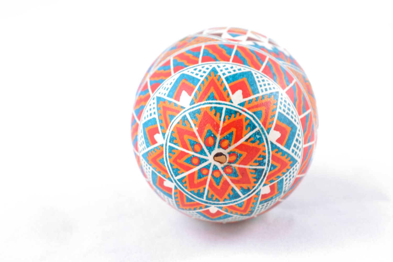Bright handmade Easter egg with unusual pattern photo 4