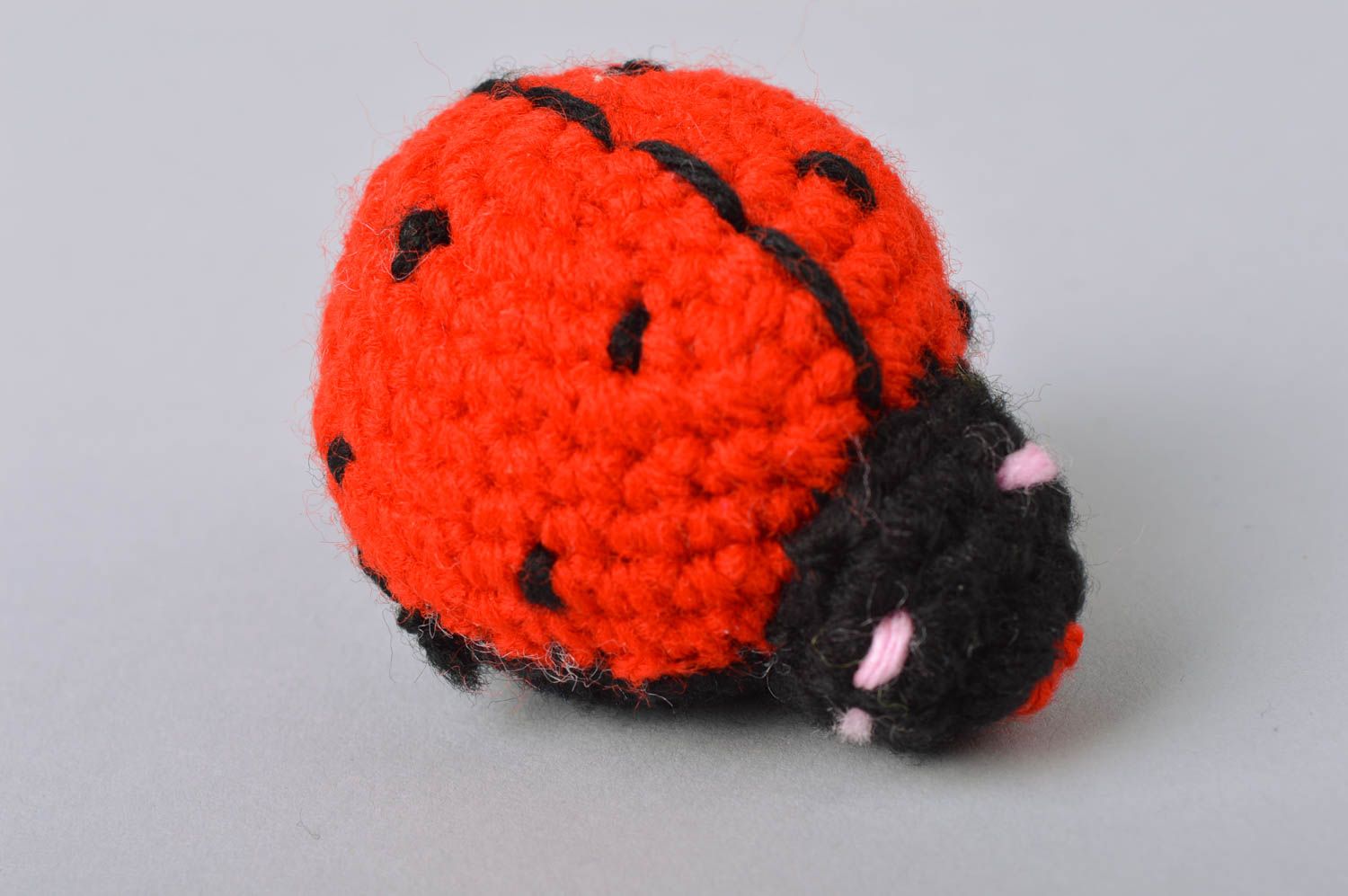 Soft crocheted handmade beautiful bright toy ladybug for kids photo 4