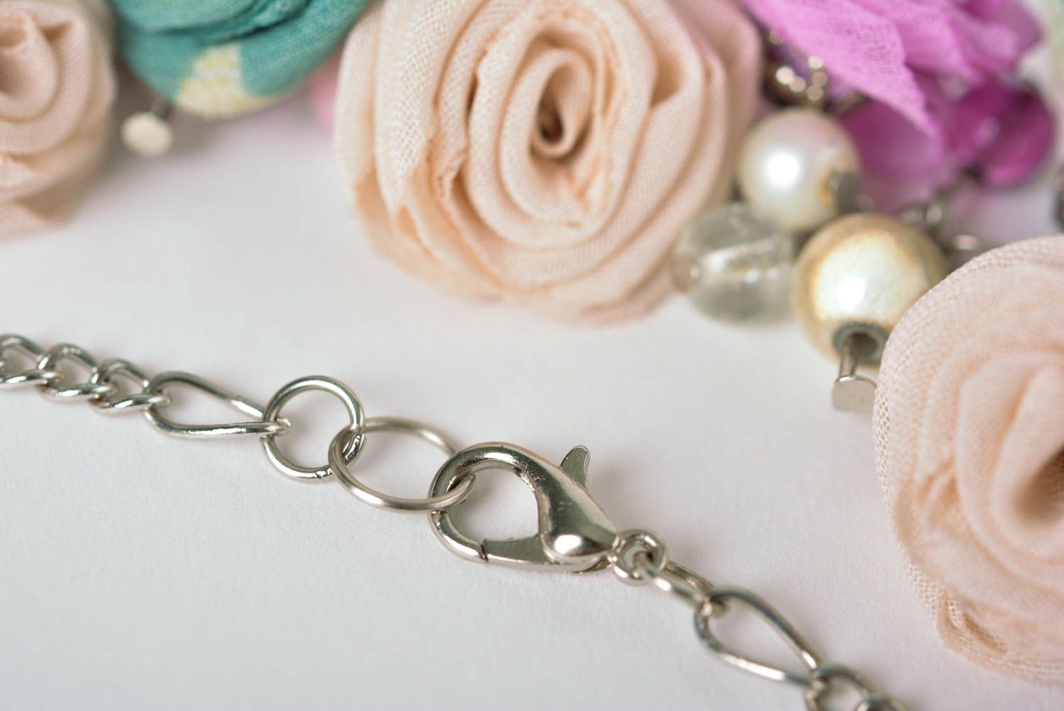 Handmade Damen Halskette Halsschmuck für Damen Schmuck Collier aus Perlen Blumen foto 4