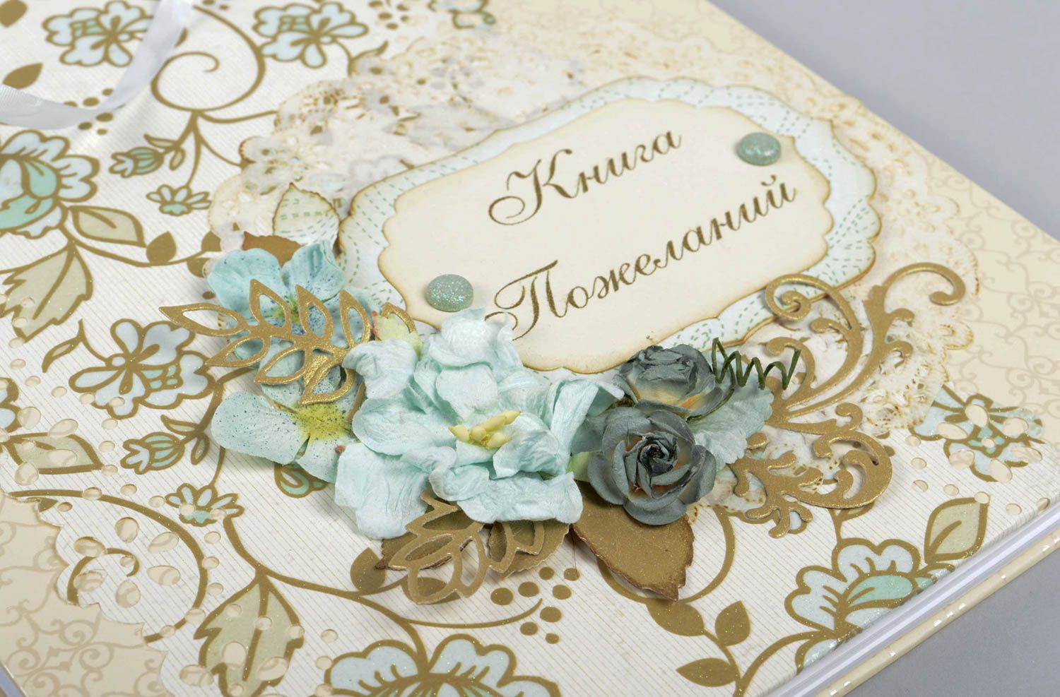 Livre d'or pour mariage fait main carton papier design floral Cadeau original photo 4