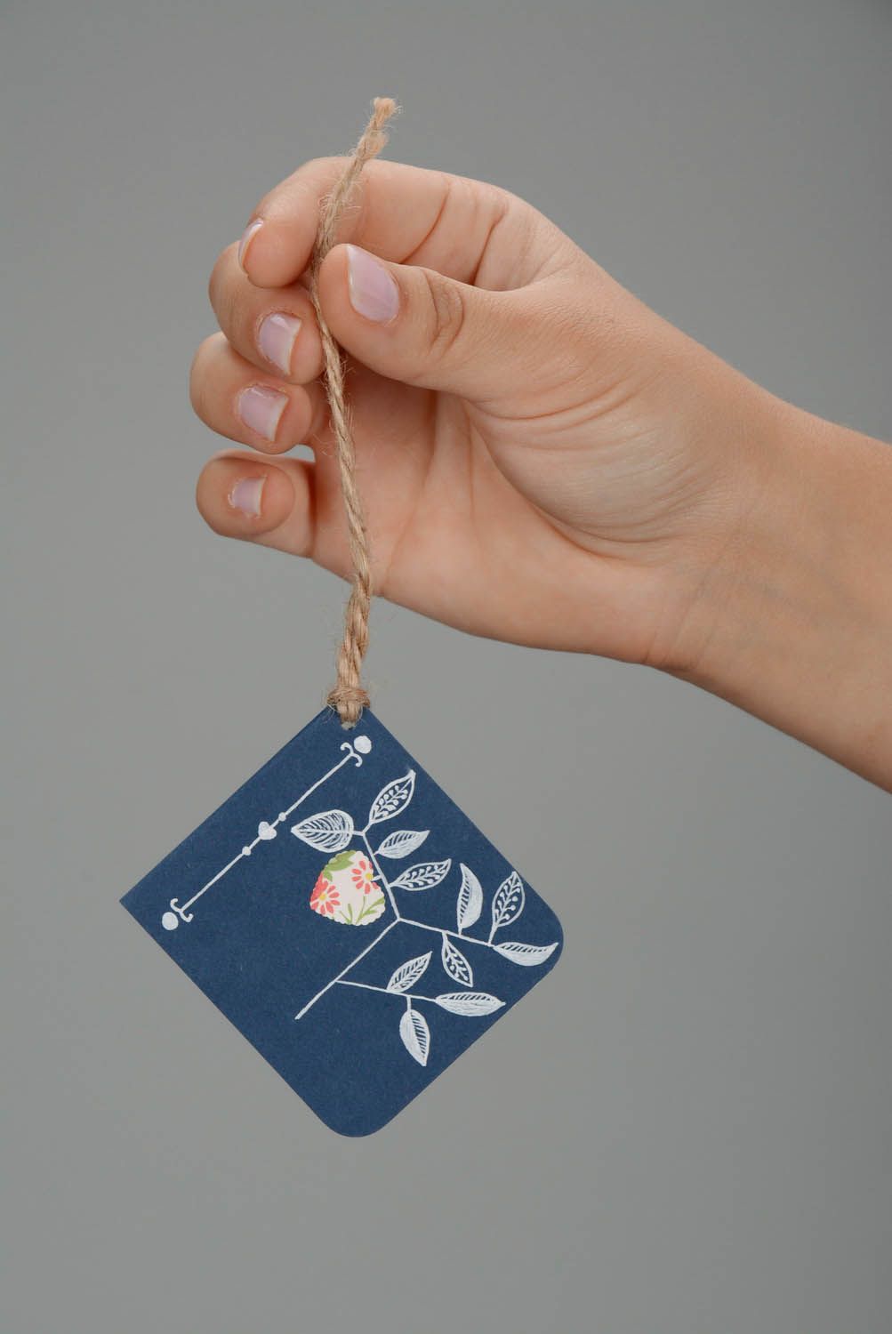 Kleine handgemachte Grußkarte Blauer Baum der Liebe foto 5