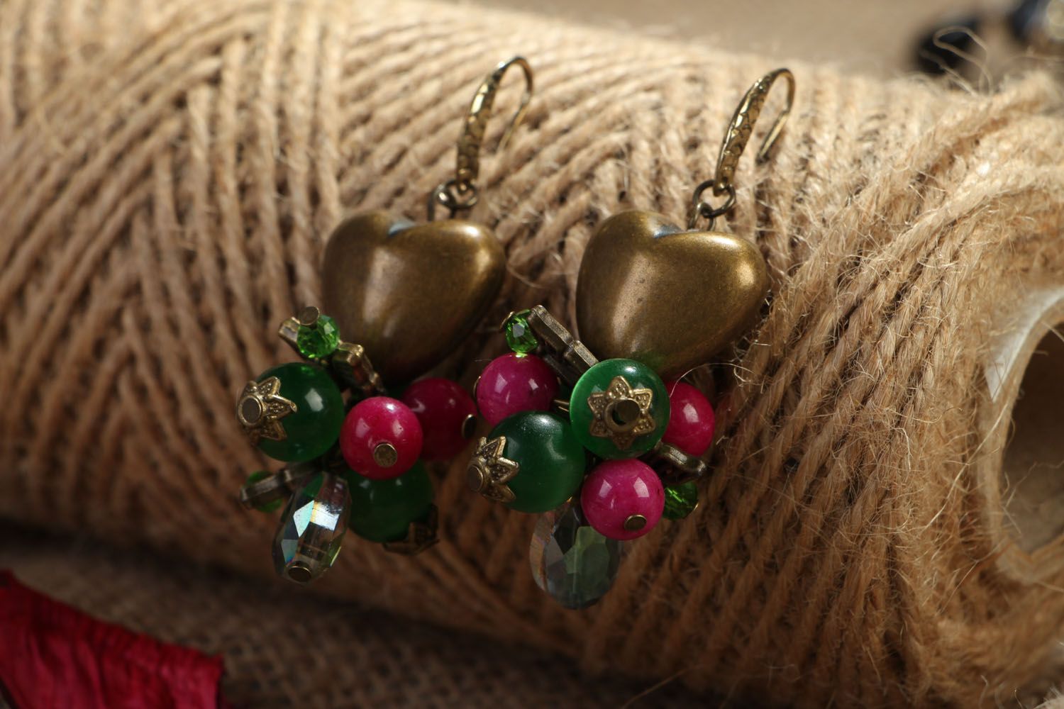 Colorful natural stone earrings photo 3