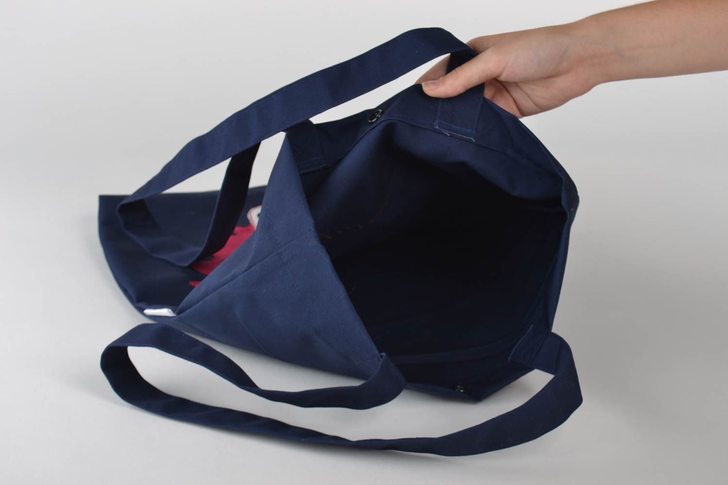 Женская сумка из ткани ручной работы молодежная сумка большая сумка синяя фото 5