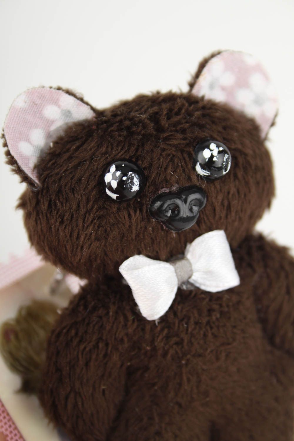 Peluche ours brun Jouet fait main en tissus Cadeau pour enfant original photo 4