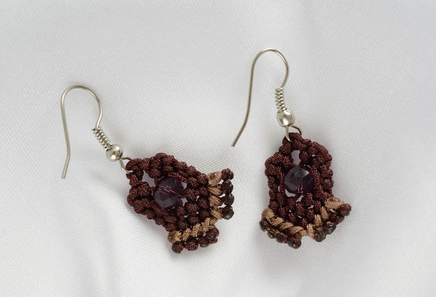 Handmade earrings beaded earrings knitted jewelry unusual gift designer earrings photo 1