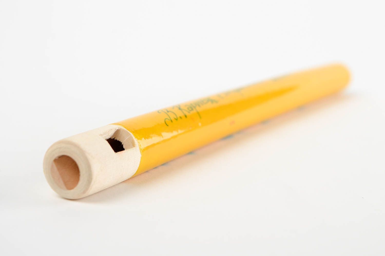 Sopilka Instrument à vent fait main jaune avec peinture ethnique Cadeau enfant photo 5