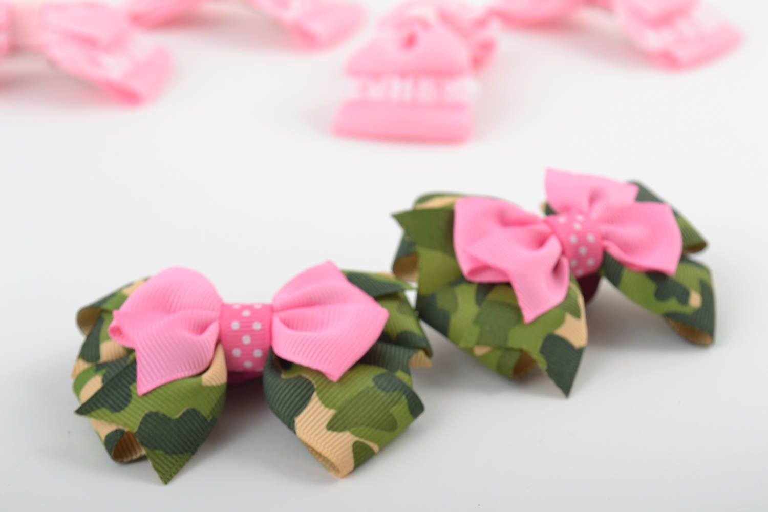 Set of 2 handmade cute bows jewelry making supplies bows for hair ribbon bows photo 1