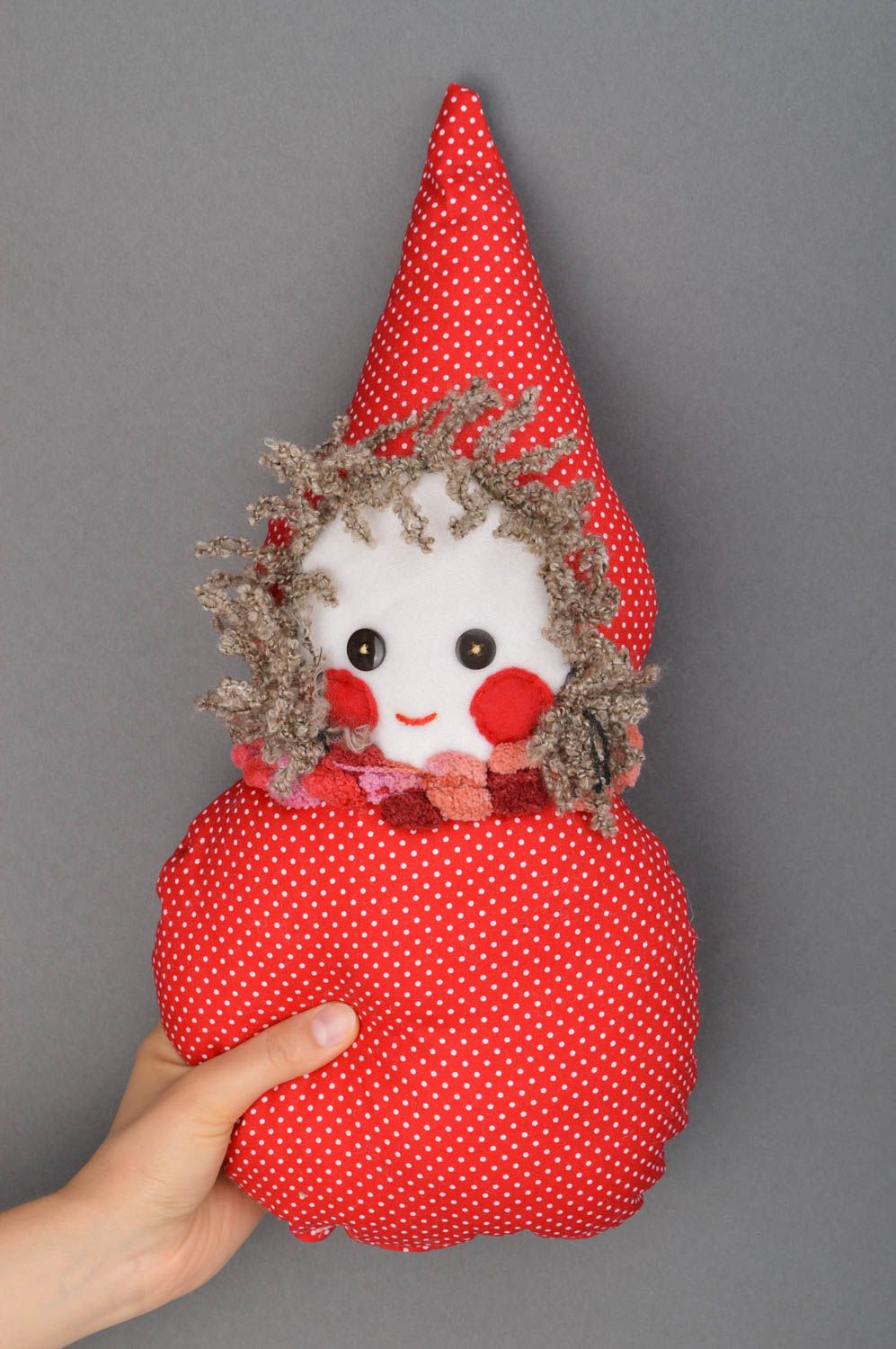 Кукла ручной работы кукла из ткани мягкая кукла оригинальная красного цвета фото 5