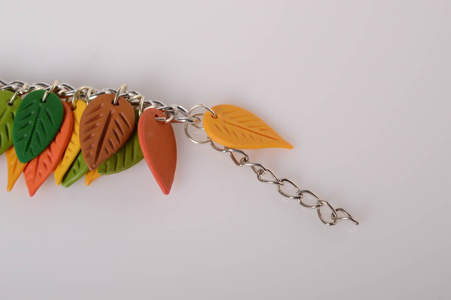 Pulsera artesanal de fimo con hojas accesorio para mujer bisutería de moda foto 5