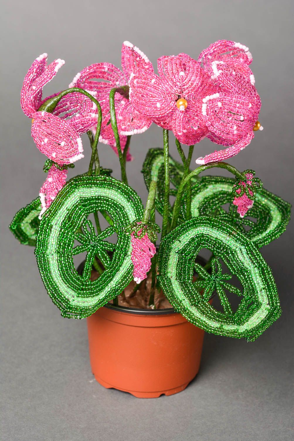 Handgefertigt Deko Pflanzen künstliche Pflanzen Glasperlen Blumen im Topf foto 3