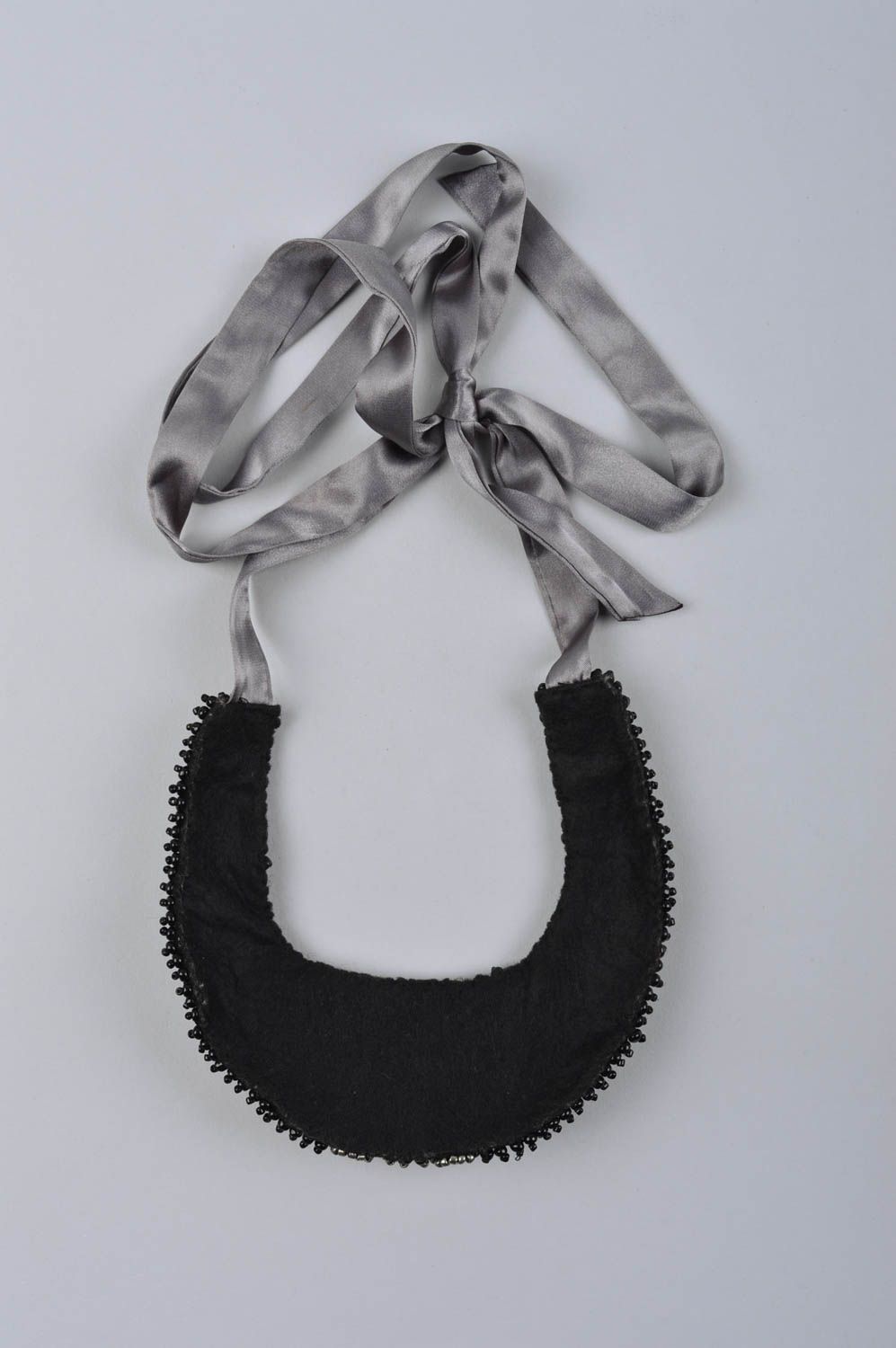 Handmade massive dark necklace unusual elegant necklace beaded stylish jewelry photo 5