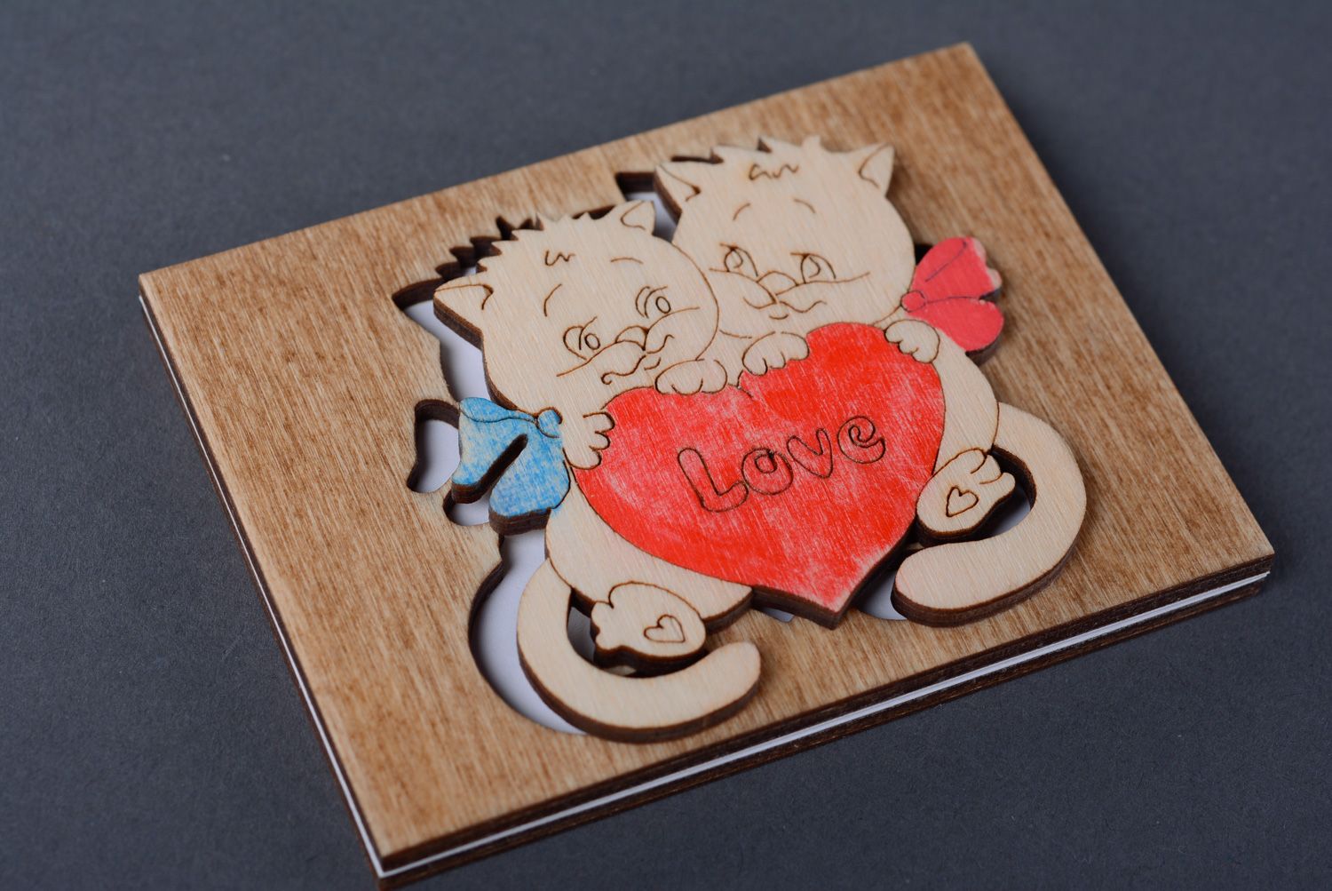 Belle carte de voeux en bois faite à la main originale pour fille aimée photo 3