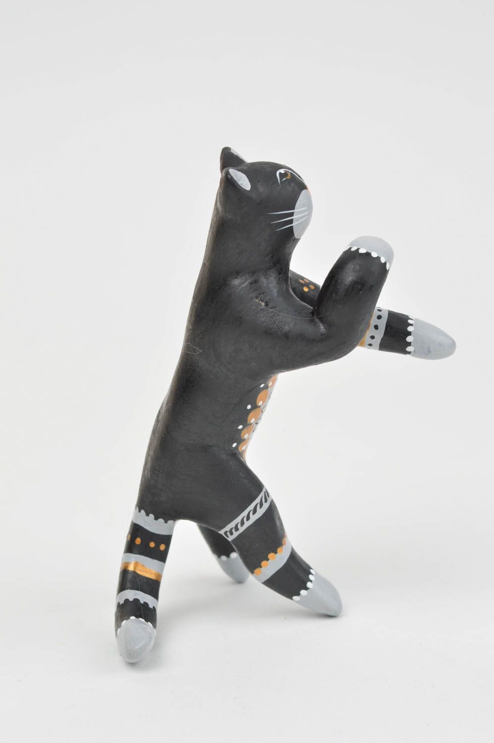 Керамическая статуэтка с росписью котик ручной работы красивая авторская фото 4