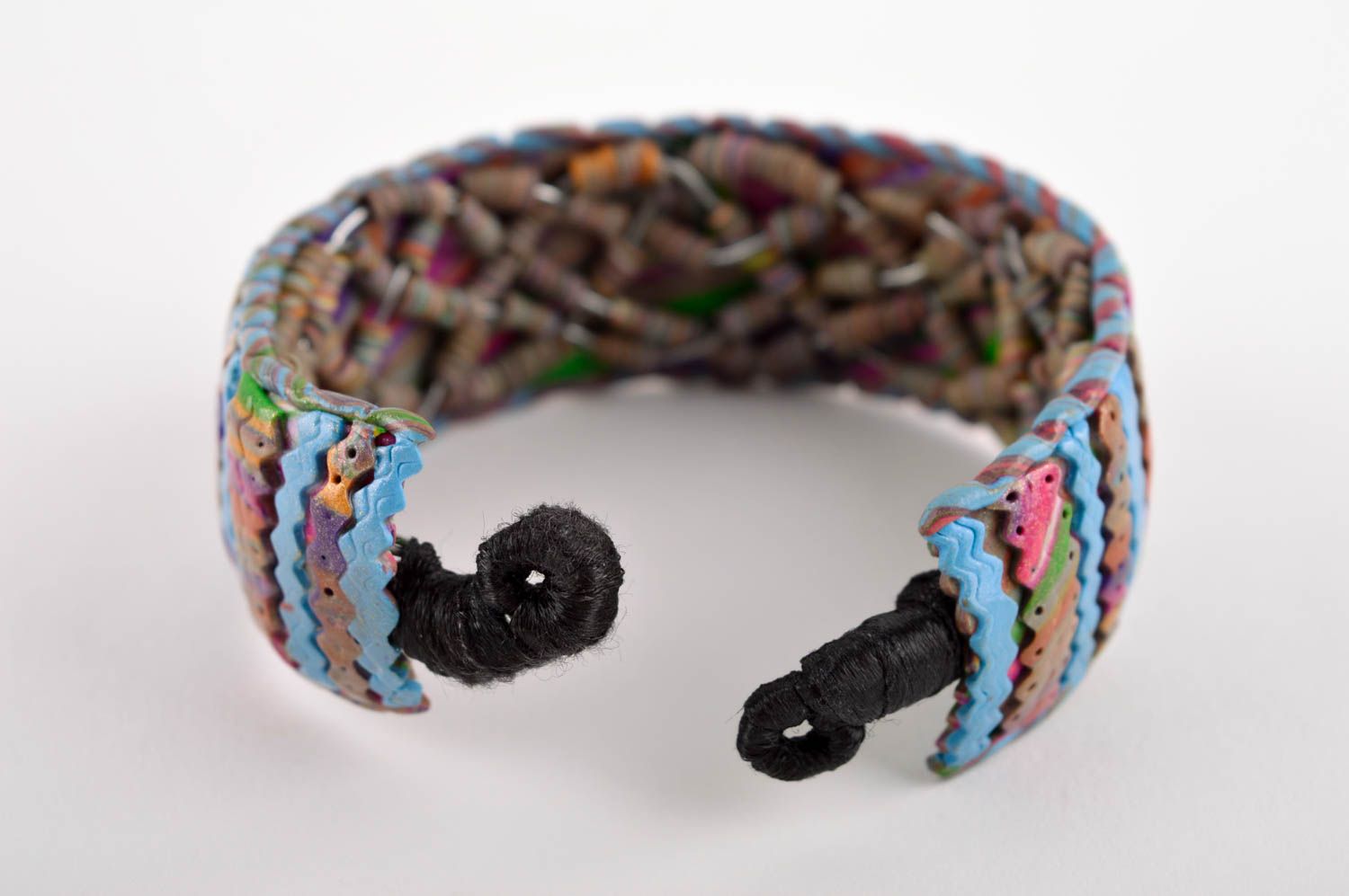 Polymer clay bracelet handmade plastic bracelet wide bracelet for girls photo 4