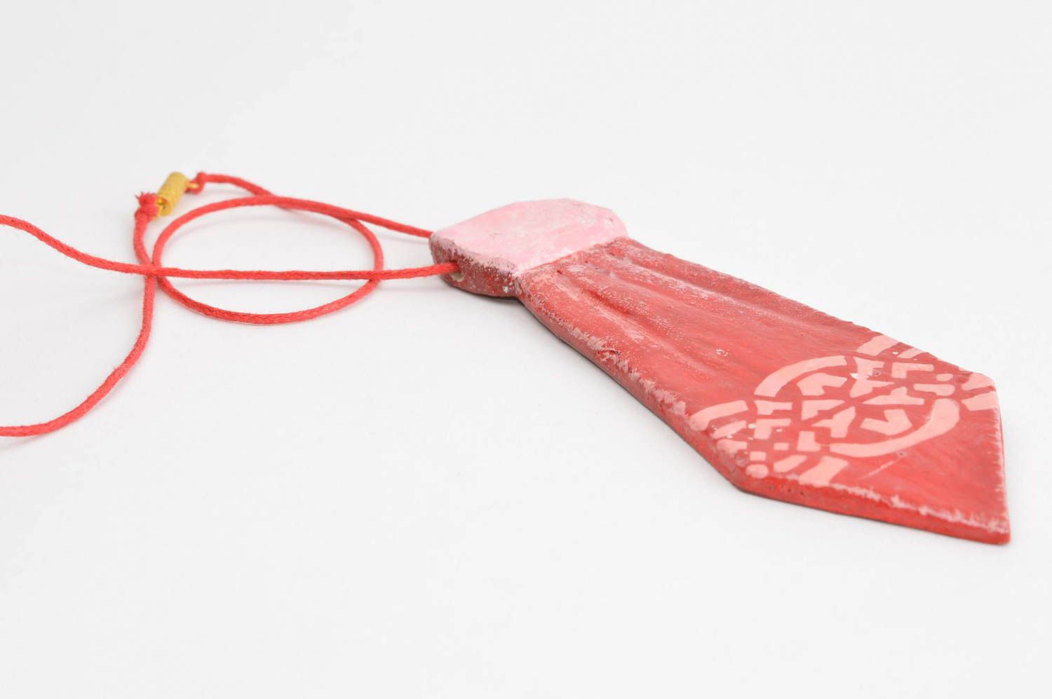 Roter gemusterter Schmuck Anhänger handmade Designer Schmuck Accessoire für Frau foto 3