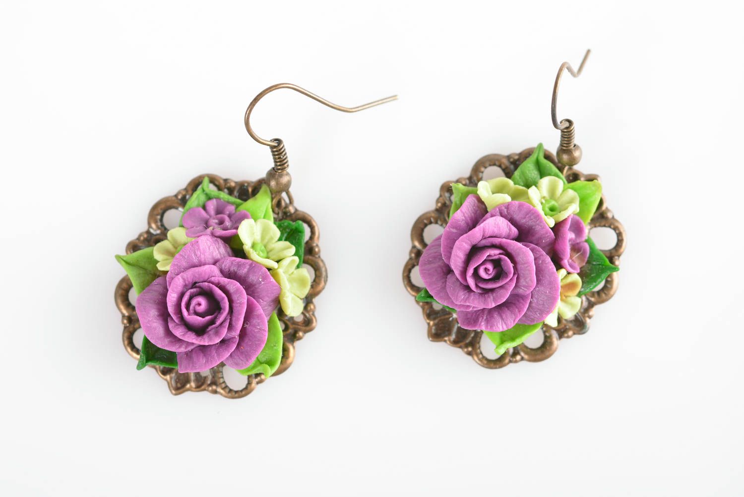 Zarte Blumen Ohrringe in Lila handmade Geschenk Ideen Accessoire für Frauen foto 2