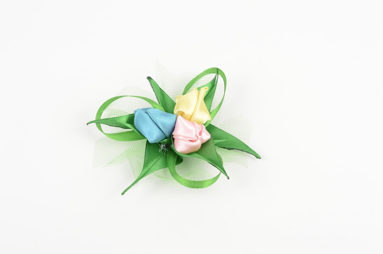 Blume Haarspange handgemachter Schmuck Accessoire für Mädchen bunte Blumen foto 1