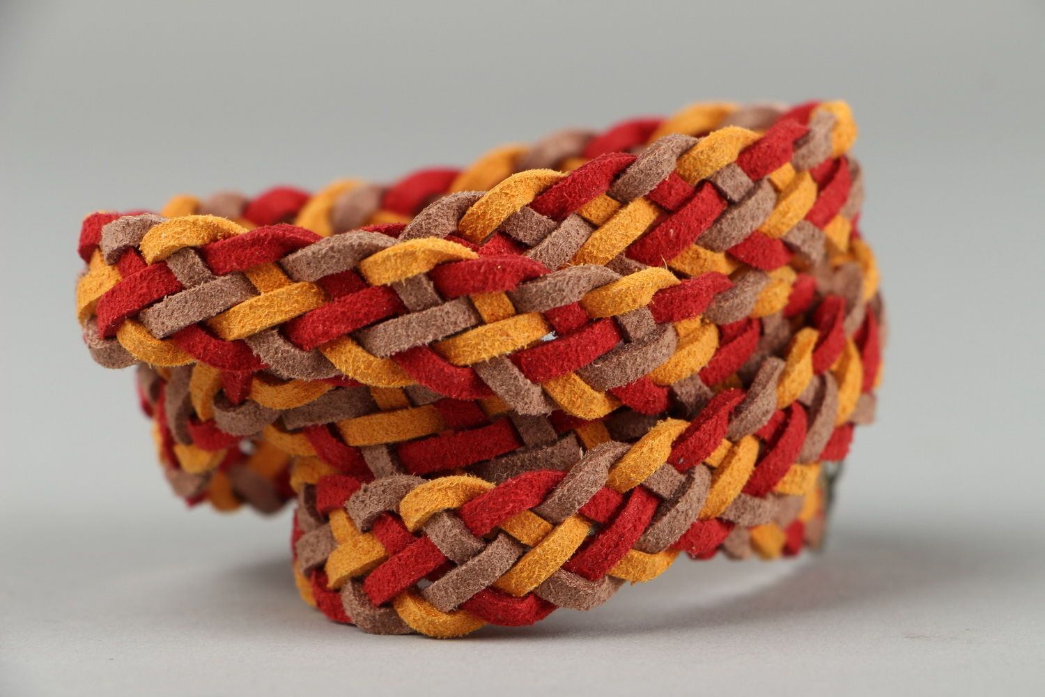 Suede bracelet of autumn shades in Up Helly Aa style photo 3