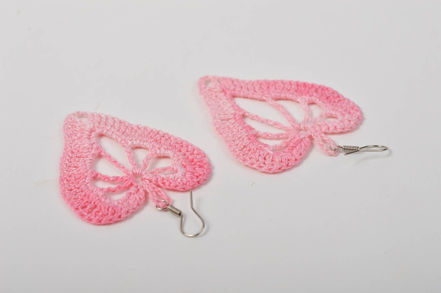 Handmade jewelry unusual accessory large earrings crocheted earrings photo 4