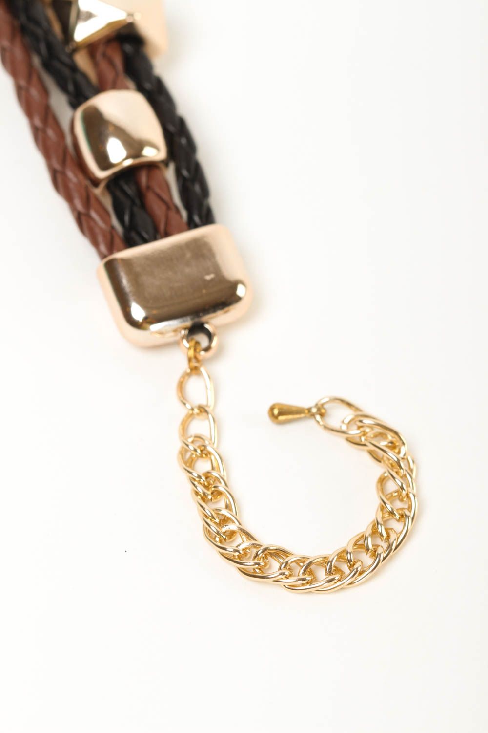 Bracelet en cuir Bijou fait main multirang marron-noir Cadeau pour femme photo 3