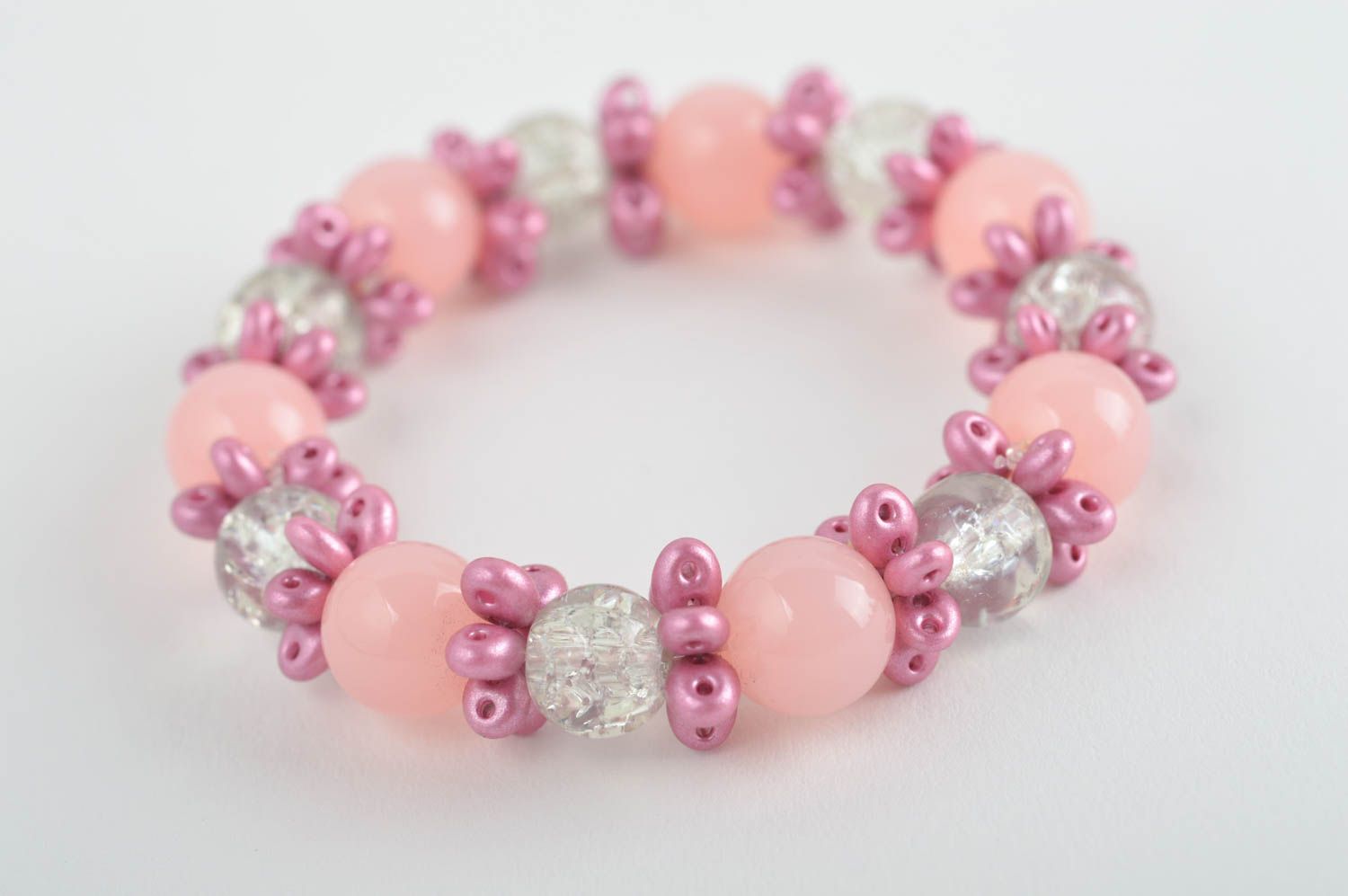 Handmade Modeschmuck Armband Kinder Accessoire Perlen Armband in Rosa schön toll foto 3