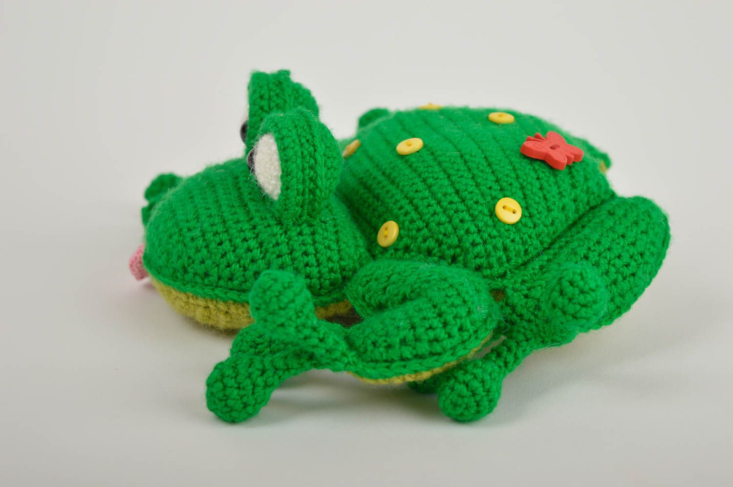 Stoff Spielzeug Frosch handmade Häkel Kuscheltier Geschenk für Kinder klein foto 4